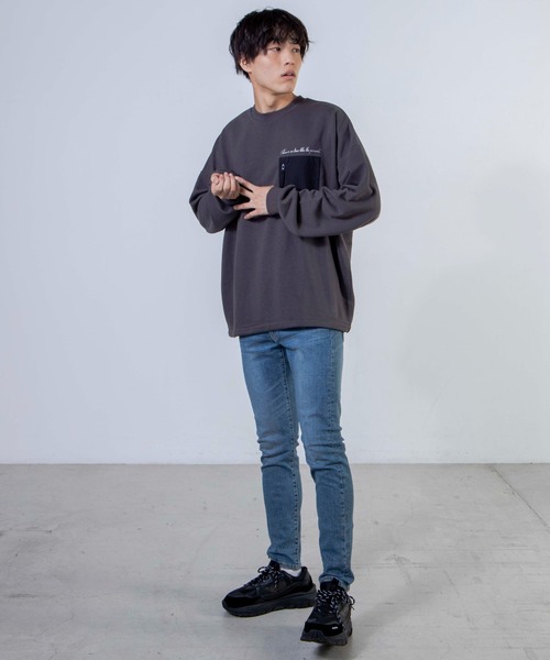 WEGO（ウィゴー）の「WEGO/ナイロンポケット刺繍プルオーバー（スウェット・メンズ・ホワイト/パープル/スミクロ・MEDIUM/LARGE）」の13枚目の写真