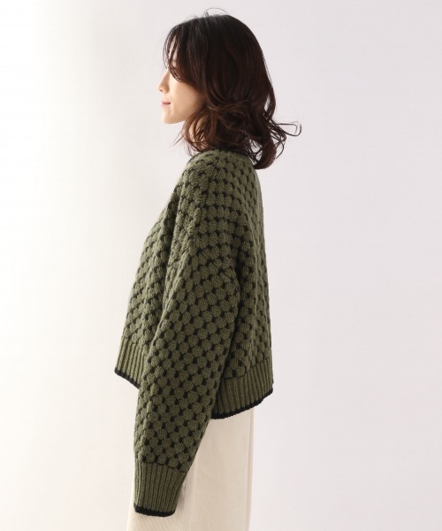 LOWRYS FARM（ローリーズファーム）の「ガラニットショートプルオーバーＬＳ　922943（ニット/セーター・レディース・ブラウン/グリーン・FREE）」の5枚目の写真