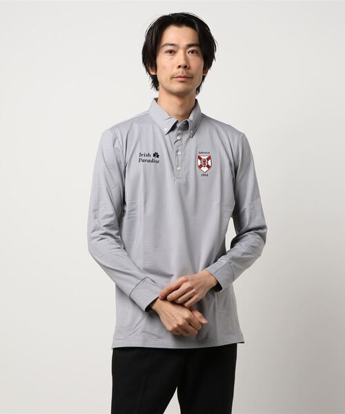 Admiral Golf（アドミラル　ゴルフ）の「[アドミラル ゴルフ] メンズ ロングスリーブ グレンチェック エンボス ボタンダウンシャツ　 （シャツ/ブラウス・メンズ・ネイビー/ブラック/ホワイト/レッド/グレー・L/M/LL）」の4枚目の写真