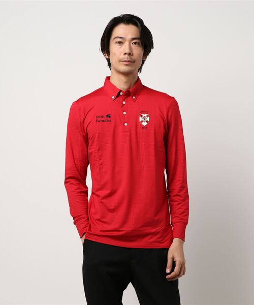 Admiral Golf（アドミラル　ゴルフ）の「[アドミラル ゴルフ] メンズ ロングスリーブ グレンチェック エンボス ボタンダウンシャツ　 （シャツ/ブラウス・メンズ・ネイビー/ブラック/ホワイト/レッド/グレー・L/M/LL）」の5枚目の写真