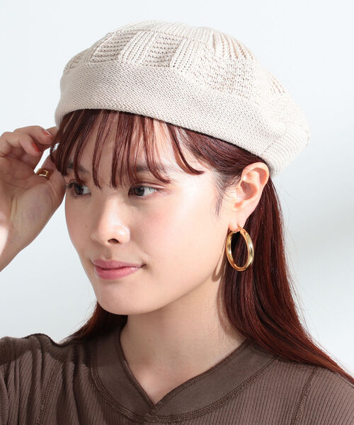 Ray BEAMS（レイビームス）の「Ray BEAMS / パッチワーク パターン ベレー（ハンチング/ベレー帽・レディース・ブラック/ベージュ/グリーン・ONE SIZE）」の3枚目の写真