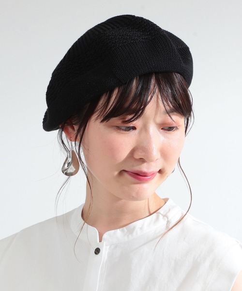 Ray BEAMS（レイビームス）の「Ray BEAMS / パッチワーク パターン ベレー（ハンチング/ベレー帽・レディース・ブラック/ベージュ/グリーン・ONE SIZE）」の2枚目の写真