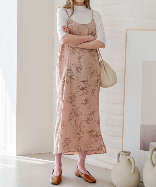 UNE MANSION(ユヌマンション)の「花柄ロングノースリーブワンピース(シャツワンピース・レディース・ブラック/ベージュ・FREE)」の8枚目の写真