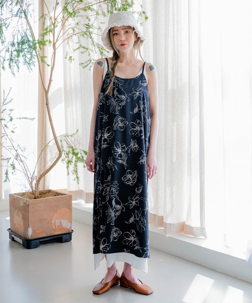 UNE MANSION(ユヌマンション)の「花柄ロングノースリーブワンピース(シャツワンピース・レディース・ブラック/ベージュ・FREE)」の20枚目の写真