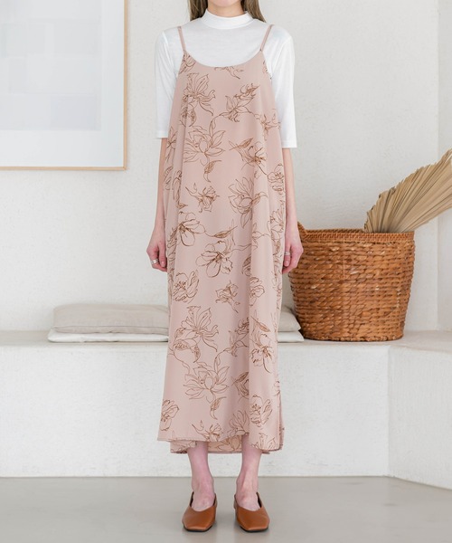 UNE MANSION(ユヌマンション)の「花柄ロングノースリーブワンピース(シャツワンピース・レディース・ブラック/ベージュ・FREE)」の7枚目の写真