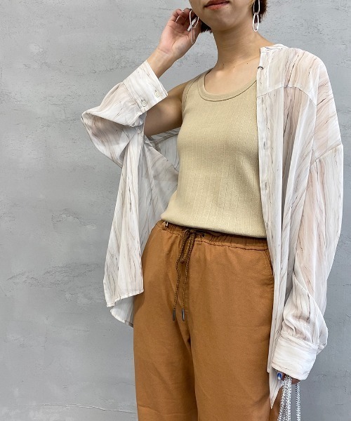 Healthknit（ヘルスニット）の「[HEALTHKNIT/ヘルスニット] ヴィンテージリブタンクトップ（タンクトップ・レディース・オリーブ/ナチュラル/ベージュ・F）」の7枚目の写真