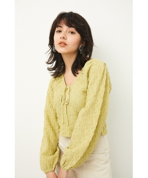 LAGUA GEM（ラグアジェム）の「PUFF SLEEVE GATHER TOPS（Tシャツ/カットソー・レディース・ライトパープル/オフホワイト/ライトグリーン・MEDIUM/SMALL）」の3枚目の写真