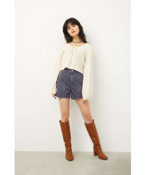 LAGUA GEM（ラグアジェム）の「PUFF SLEEVE GATHER TOPS（Tシャツ/カットソー・レディース・ライトパープル/オフホワイト/ライトグリーン・MEDIUM/SMALL）」の4枚目の写真