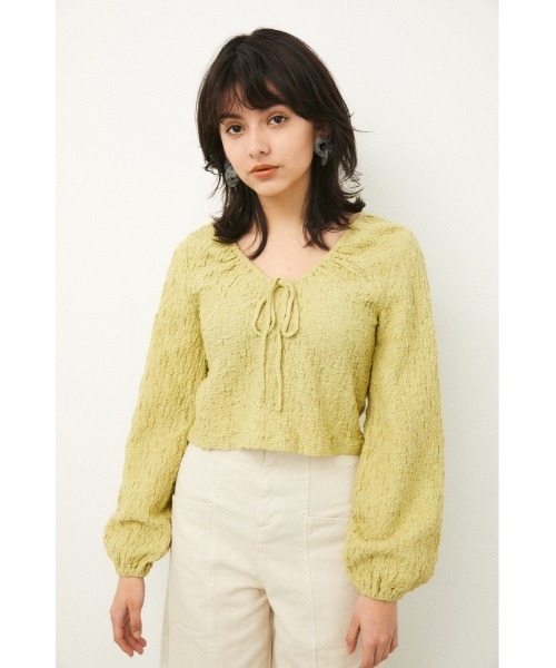 LAGUA GEM（ラグアジェム）の「PUFF SLEEVE GATHER TOPS（Tシャツ/カットソー・レディース・ライトパープル/オフホワイト/ライトグリーン・MEDIUM/SMALL）」の17枚目の写真
