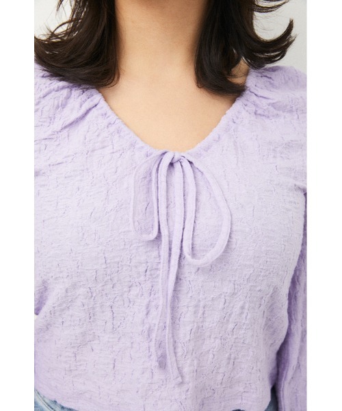 LAGUA GEM（ラグアジェム）の「PUFF SLEEVE GATHER TOPS（Tシャツ/カットソー・レディース・ライトパープル/オフホワイト/ライトグリーン・MEDIUM/SMALL）」の9枚目の写真