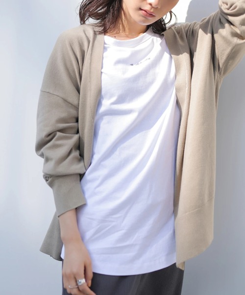 AMERICAN HOLIC（アメリカンホリック）の「抜け襟ニットミディカーディガン（カーディガン/ボレロ・レディース・モカ/アイボリー/ブラック/サックスブルー・FREE）」の4枚目の写真