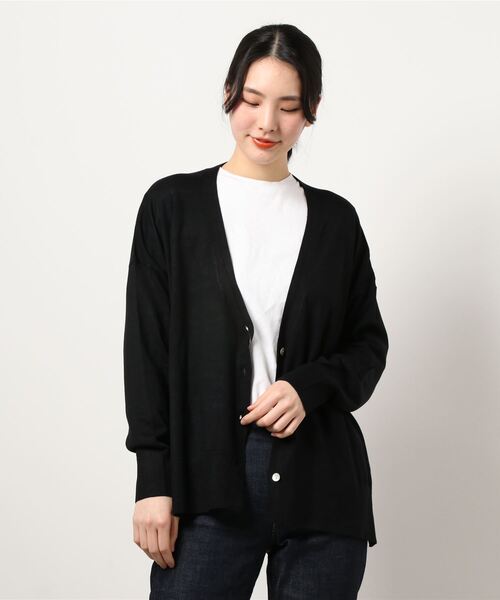 AMERICAN HOLIC（アメリカンホリック）の「抜け襟ニットミディカーディガン（カーディガン/ボレロ・レディース・モカ/アイボリー/ブラック/サックスブルー・FREE）」の17枚目の写真