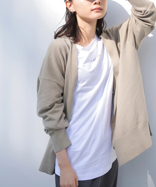 AMERICAN HOLIC（アメリカンホリック）の「抜け襟ニットミディカーディガン（カーディガン/ボレロ・レディース・モカ/アイボリー/ブラック/サックスブルー・FREE）」の5枚目の写真