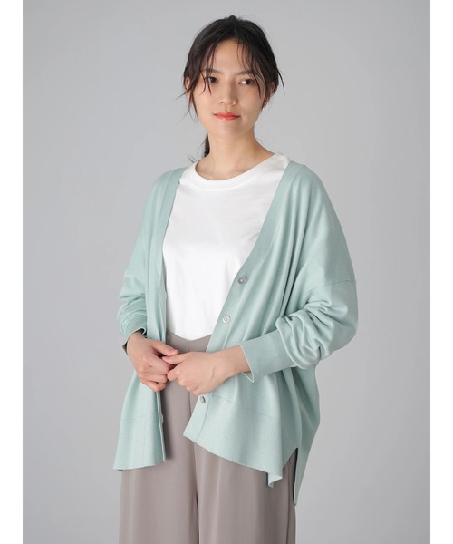 AMERICAN HOLIC（アメリカンホリック）の「抜け襟ニットミディカーディガン（カーディガン/ボレロ・レディース・モカ/アイボリー/ブラック/サックスブルー・FREE）」の6枚目の写真