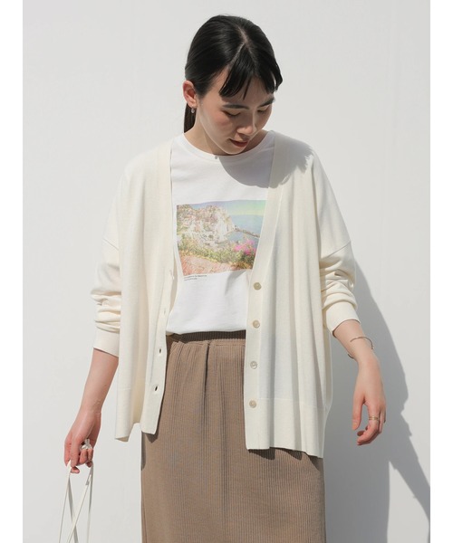 AMERICAN HOLIC（アメリカンホリック）の「抜け襟ニットミディカーディガン（カーディガン/ボレロ・レディース・モカ/アイボリー/ブラック/サックスブルー・FREE）」の8枚目の写真