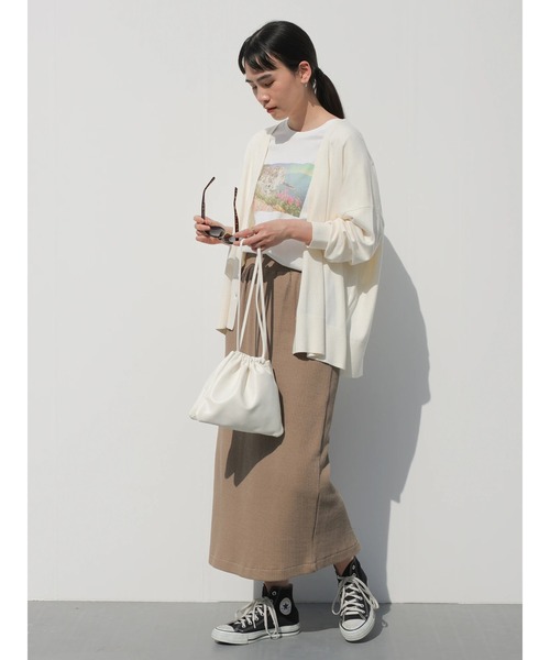 AMERICAN HOLIC（アメリカンホリック）の「抜け襟ニットミディカーディガン（カーディガン/ボレロ・レディース・モカ/アイボリー/ブラック/サックスブルー・FREE）」の9枚目の写真