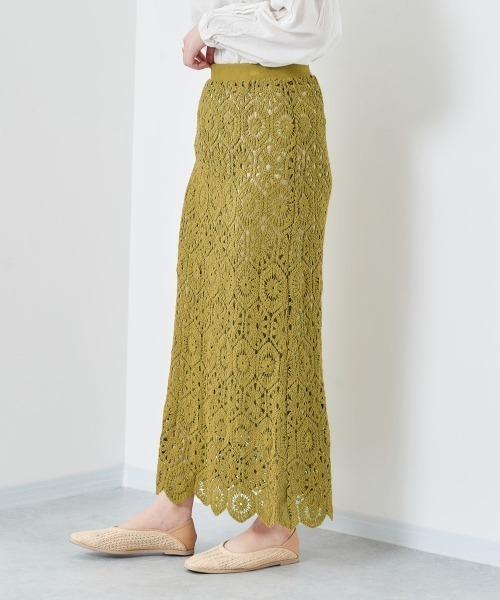 cepo（セポ）の「クロシェスカート（スカート・レディース・オフホワイト/グリーン・M）」の7枚目の写真