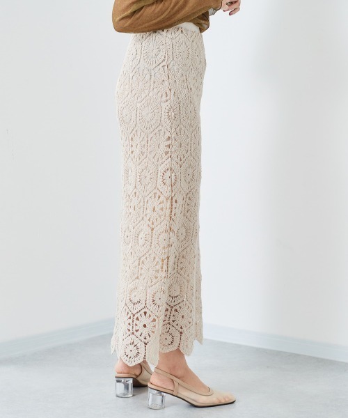 cepo（セポ）の「クロシェスカート（スカート・レディース・オフホワイト/グリーン・M）」の4枚目の写真