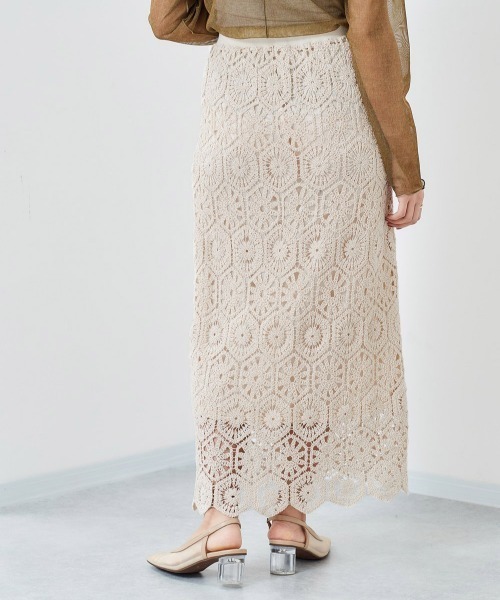 cepo（セポ）の「クロシェスカート（スカート・レディース・オフホワイト/グリーン・M）」の8枚目の写真