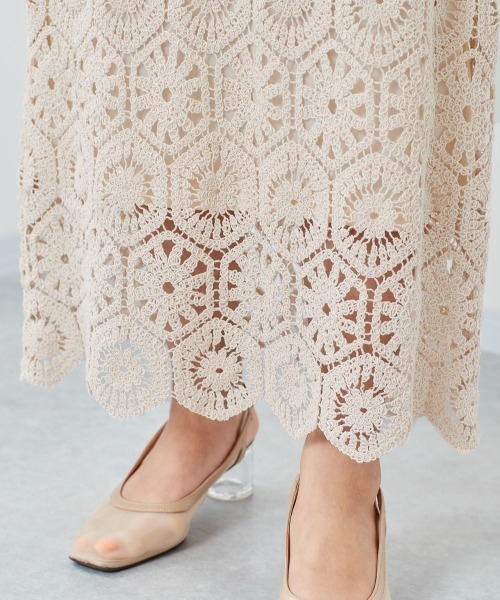 cepo（セポ）の「クロシェスカート（スカート・レディース・オフホワイト/グリーン・M）」の3枚目の写真