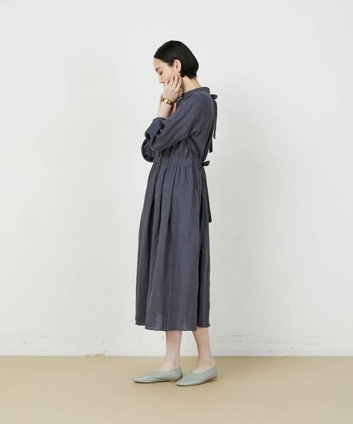 新品 コンジェペイエアデュートリステス リネン ロングワンピース リボン 黒 M ADIEU TRISTESSE（アデュートリステス）の「リネンバックリボン