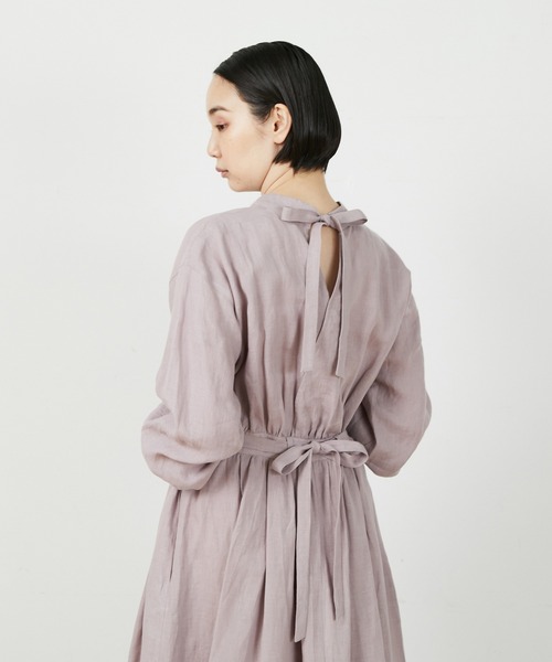【美品】ADIEU TRISTESSEリネンバックリボンワンピース　フリーサイズ ADIEU TRISTESSE（アデュートリステス）の「リネンバックリボン