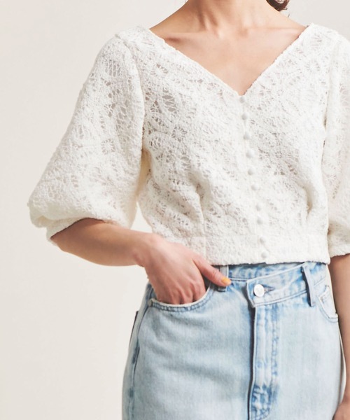 The Virgnia（ザ ヴァージニア）の「ケミカルレースブラウス（シャツ/ブラウス・レディース・ブラック/オフホワイト・FREE）」の9枚目の写真