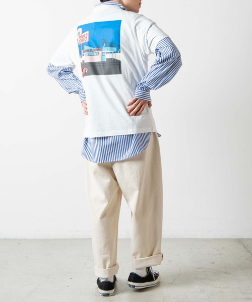 WEGO（ウィゴー）の「WEGO/イラストバックプリント半袖Tシャツ（Tシャツ/カットソー・メンズ・ホワイト/ベージュ系その他・LARGE/SMALL/MEDIUM/X-LARGE）」の5枚目の写真