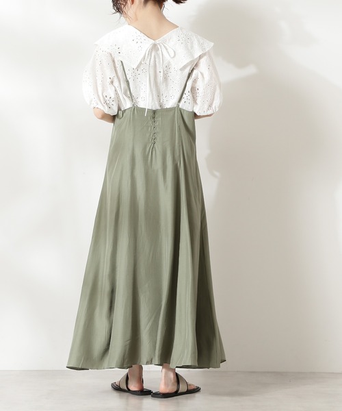 N.(N. Natural Beauty Basic)(エヌエヌナチュラルビューティーベーシック)の「バックボタンキャミワンピース(ワンピース・レディース・ブラック/ベージュ/カーキ・MEDIUM)」の5枚目の写真