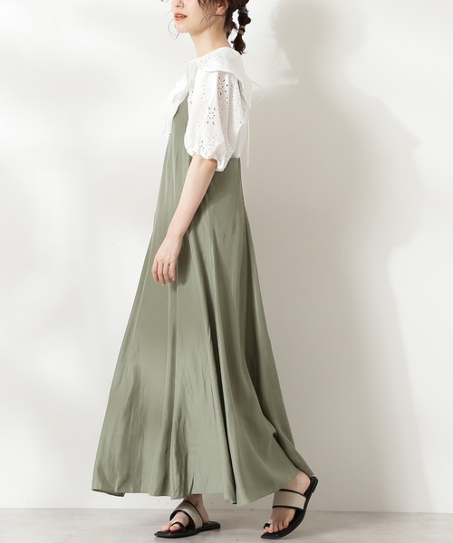 N.(N. Natural Beauty Basic)(エヌエヌナチュラルビューティーベーシック)の「バックボタンキャミワンピース(ワンピース・レディース・ブラック/ベージュ/カーキ・MEDIUM)」の14枚目の写真