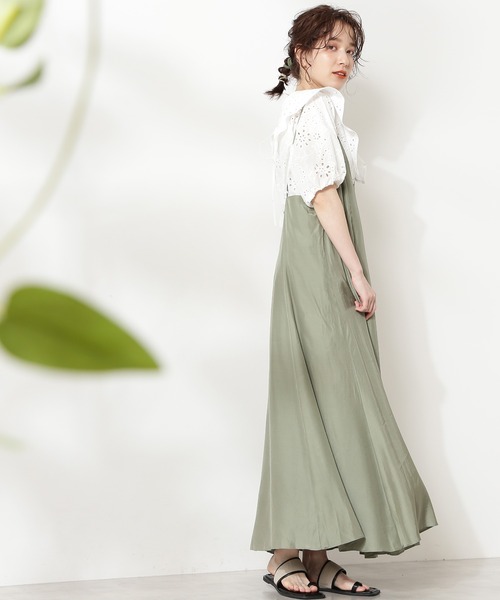 N.(N. Natural Beauty Basic)(エヌエヌナチュラルビューティーベーシック)の「バックボタンキャミワンピース(ワンピース・レディース・ブラック/ベージュ/カーキ・MEDIUM)」の6枚目の写真