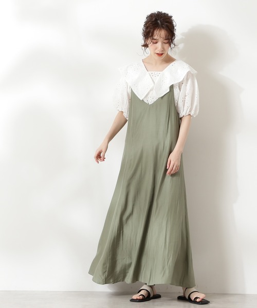 N.(N. Natural Beauty Basic)(エヌエヌナチュラルビューティーベーシック)の「バックボタンキャミワンピース(ワンピース・レディース・ブラック/ベージュ/カーキ・MEDIUM)」の9枚目の写真