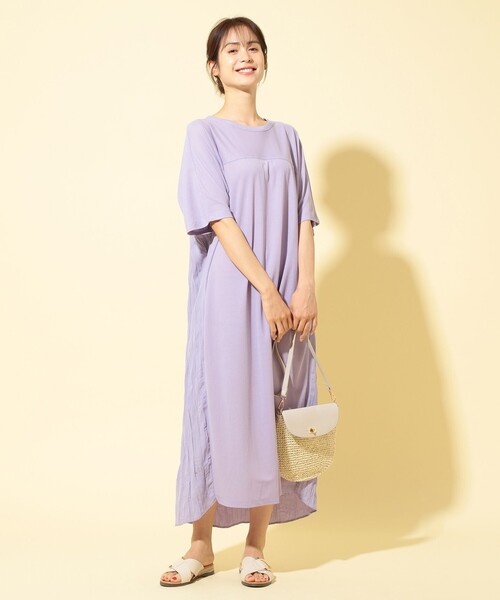 ANY(エニィ)の「ワッシャーコンビワンピース(ワンピース・レディース・ブラック系/ベージュ系/ライラック系・F)」の9枚目の写真