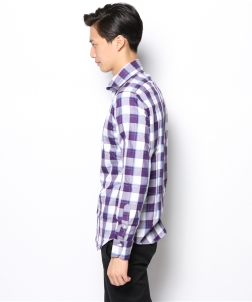 ESTNATION BY LYLE&SCOTT(エストネーション バイ ライル&スコット)の「Finamore カジュアルシャツ(シャツ/ブラウス・メンズ・ブルー/ネイビー・MEDIUM/SMALL)」の4枚目の写真