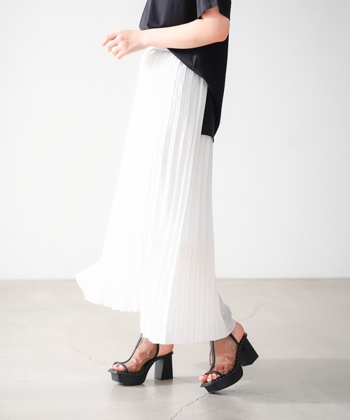 新品　PGG ホワイト プリーツスカート WOMEN アシンメトリープリーツスカート ホワイト