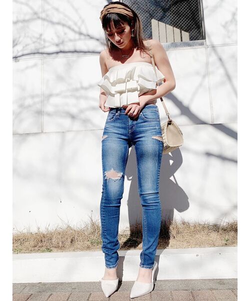 GYDA（ジェイダ）の「フリルベアトップス（シャツ/ブラウス・レディース・アイボリー/ベージュ・FREE）」の4枚目の写真