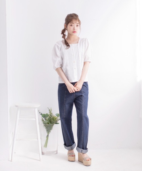 Mysa&Liina（ミーサリーナ）の「スクエアーレースブラウス（シャツ/ブラウス・レディース・オレンジ/ブラウン/オフホワイト/ベージュ・M）」の8枚目の写真