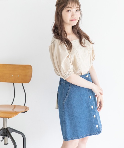 Mysa&Liina（ミーサリーナ）の「スクエアーレースブラウス（シャツ/ブラウス・レディース・オレンジ/ブラウン/オフホワイト/ベージュ・M）」の18枚目の写真