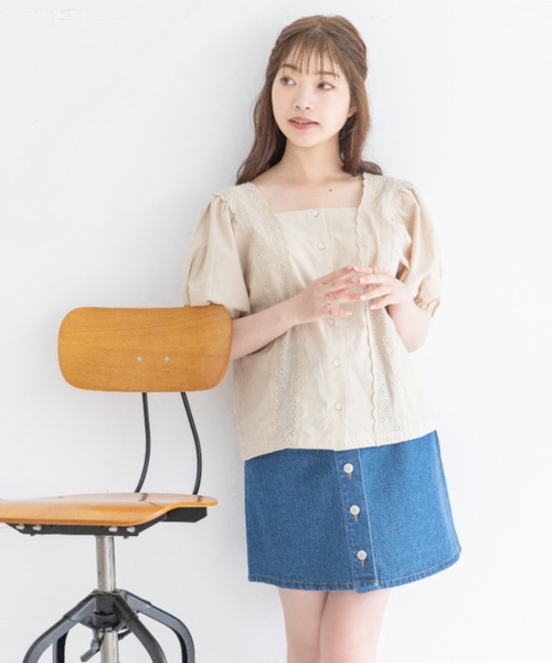 Mysa&Liina（ミーサリーナ）の「スクエアーレースブラウス（シャツ/ブラウス・レディース・オレンジ/ブラウン/オフホワイト/ベージュ・M）」の19枚目の写真