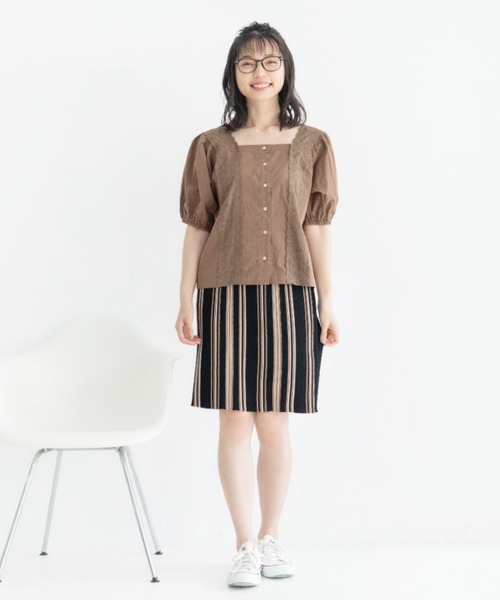 Mysa&Liina（ミーサリーナ）の「スクエアーレースブラウス（シャツ/ブラウス・レディース・オレンジ/ブラウン/オフホワイト/ベージュ・M）」の13枚目の写真