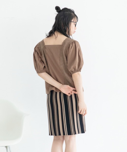 Mysa&Liina（ミーサリーナ）の「スクエアーレースブラウス（シャツ/ブラウス・レディース・オレンジ/ブラウン/オフホワイト/ベージュ・M）」の14枚目の写真