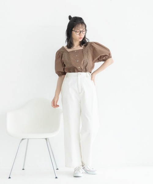 Mysa&Liina（ミーサリーナ）の「スクエアーレースブラウス（シャツ/ブラウス・レディース・オレンジ/ブラウン/オフホワイト/ベージュ・M）」の15枚目の写真