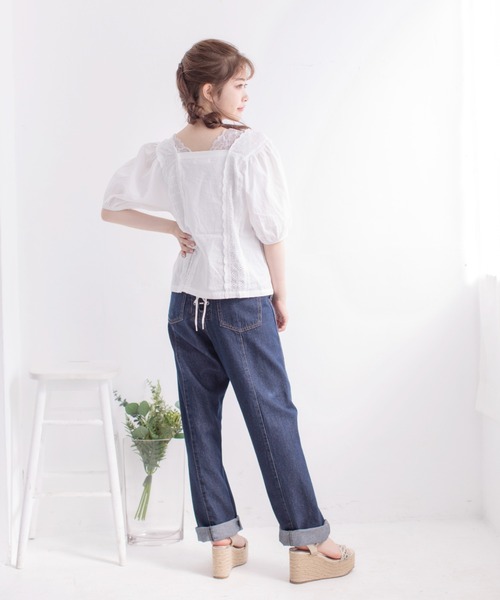 Mysa&Liina（ミーサリーナ）の「スクエアーレースブラウス（シャツ/ブラウス・レディース・オレンジ/ブラウン/オフホワイト/ベージュ・M）」の9枚目の写真