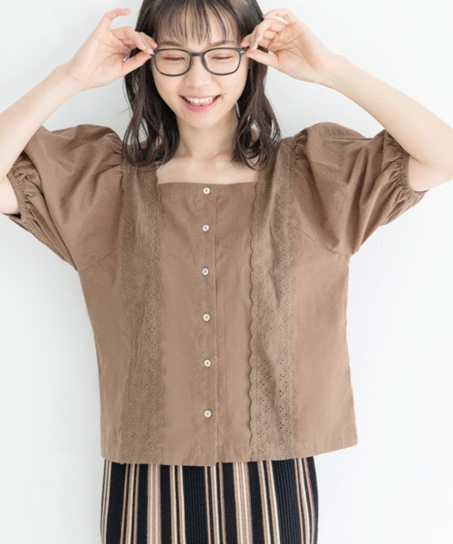 Mysa&Liina（ミーサリーナ）の「スクエアーレースブラウス（シャツ/ブラウス・レディース・オレンジ/ブラウン/オフホワイト/ベージュ・M）」の10枚目の写真