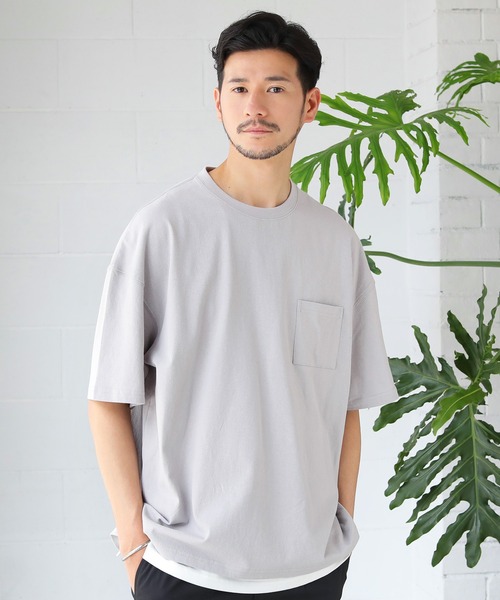 LIL VENDARS(リルヴェンダース)の「抗菌防臭 接触冷感 ポケット付きカットソー(Tシャツ/カットソー・メンズ・ホワイト/ブラック/グレイッシュブルー/グレー系/グリーン系・M/L/XL)」の4枚目の写真
