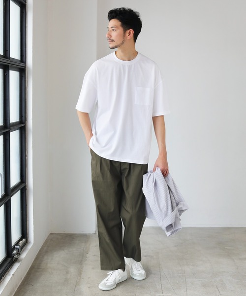 LIL VENDARS(リルヴェンダース)の「抗菌防臭 接触冷感 ポケット付きカットソー(Tシャツ/カットソー・メンズ・ホワイト/ブラック/グレイッシュブルー/グレー系/グリーン系・M/L/XL)」の6枚目の写真