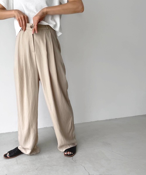 CANAL JEAN（キャナルジーン）の「El mar(エルマール) レーヨンタックパンツ（その他パンツ・レディース・アイボリー/ベージュ/ブラック・ONE SIZE）」の5枚目の写真