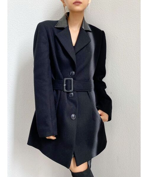 GYDA（ジェイダ）の「ドッキングカラーウエストマークジャケット（テーラードジャケット・レディース・ブラック/その他1・FREE）」の2枚目の写真