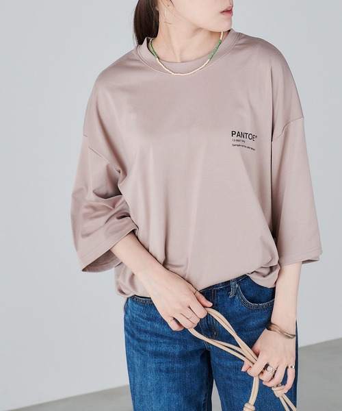 Chaco closet（チャコ クローゼット）の「PANTONEバックプリントビックTシャツ（Tシャツ/カットソー・レディース・ベージュ/ブラック/ミント/ピンク/ホワイト・M）」の5枚目の写真