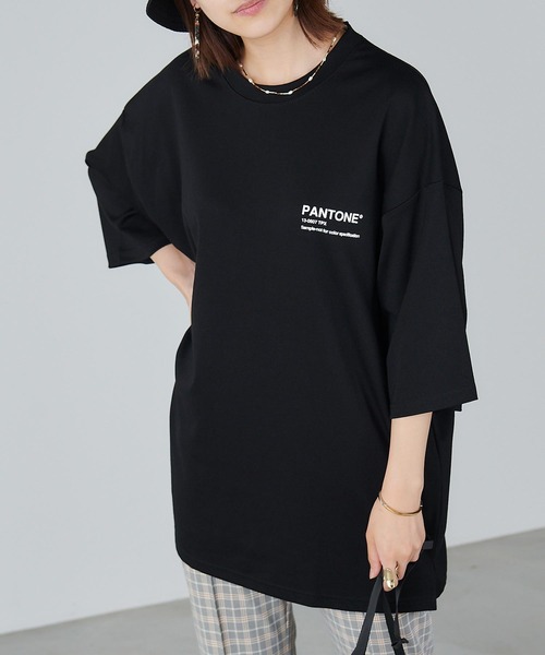 Chaco closet（チャコ クローゼット）の「PANTONEバックプリントビックTシャツ（Tシャツ/カットソー・レディース・ベージュ/ブラック/ミント/ピンク/ホワイト・M）」の3枚目の写真